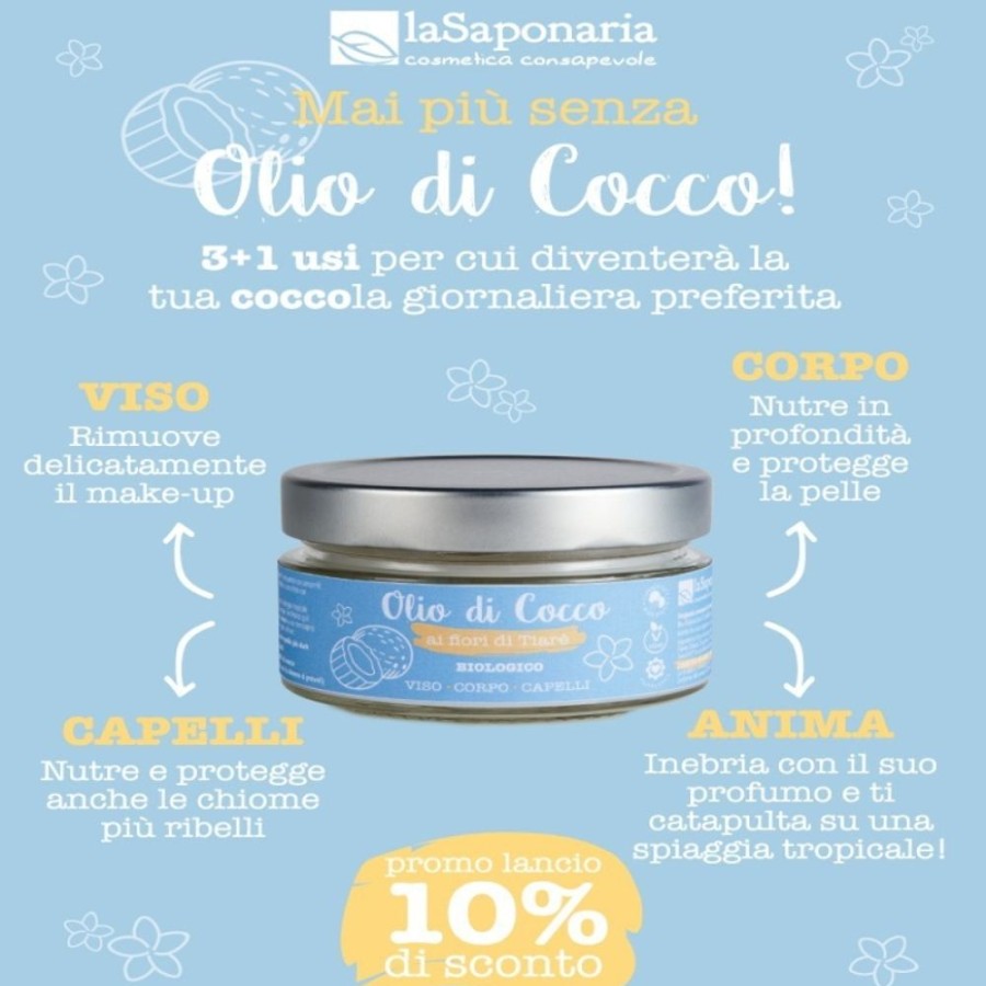 New La Saponaria Olio Di Cocco Ai Fiori Di Tiare Biologico